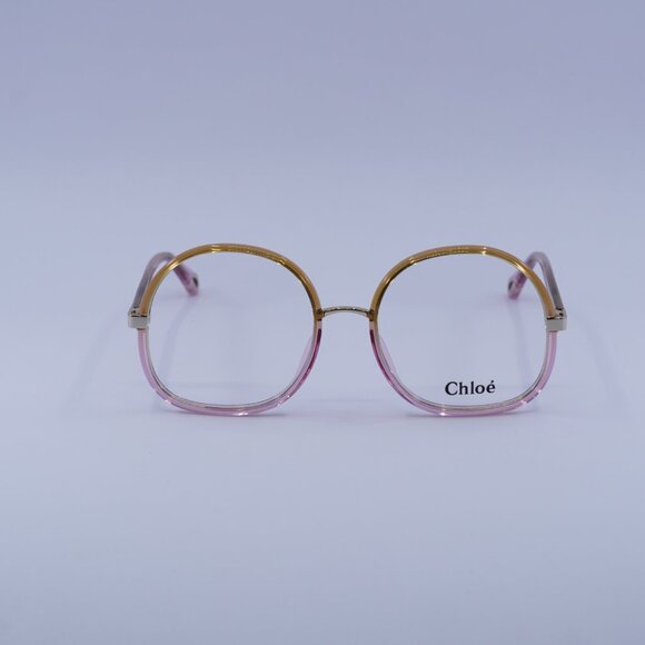 Chloe CH0032O 001 Eyeglasses Yellow/Pink 55mm Round Frame - Picture 4 of 11